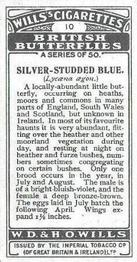 1927 Wills's British Butterflies #10 Silver-Studded Blue Back