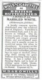 1927 Wills's British Butterflies #46 Marbled White Back