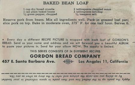 1947 Gordon's Bread Dog Pictures - Recipe Back (D39-3a) #NNO Pomeranian Back