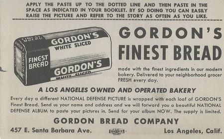 1944 Gordon's Bread National Defense (D59) #NNO Cruiser Back