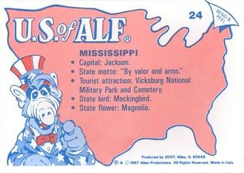 1987 Zoot U.S. of ALF #24 Mississippi - The Magnolia State Back