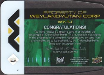 2018 Upper Deck Aliens - Weyland-Yutani Corp Plexi Autograph #WY-TJ Christopher Henn Back