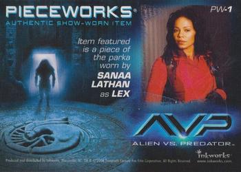 2004 Inkworks Alien vs. Predator - Pieceworks Costume Relics #PW-1 Sanaa Lathan Back