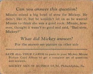 1935 Gum Inc. Mickey Mouse (R89) #7 Bad Stew Mickey! Stew Bad Minnie! Back
