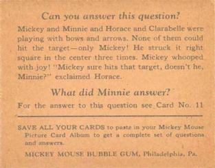 1935 Gum Inc. Mickey Mouse (R89) #10 That Horse Shoe Is Certainly A Ringer For Mickey! Back