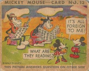 1935 Gum Inc. Mickey Mouse (R89) #12 What Are They Reading? It's All Foreign To Me! Front