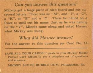 1935 Gum Inc. Mickey Mouse (R89) #13 Am I Lucky! Look!! - A Four-Leaf Clover! Back