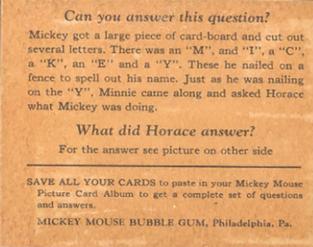 1935 Gum Inc. Mickey Mouse (R89) #14 Mickey Is Sure Making A Name For Himself Back