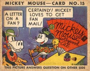 1935 Gum Inc. Mickey Mouse (R89) #15 A Letter On A Fan? Certainly! Mickey Loves To Get Fan Mail! Front