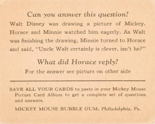 1935 Gum Inc. Mickey Mouse (R89) #21 He's Sure A Handy Man Around The Mouse! Back