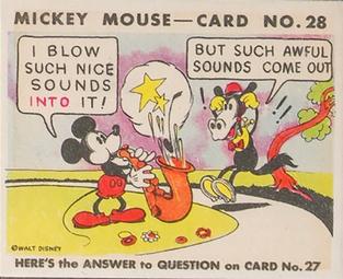 1935 Gum Inc. Mickey Mouse (R89) #28 I Blow Such Nice Sounds... Front
