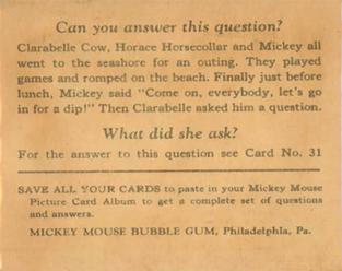 1935 Gum Inc. Mickey Mouse (R89) #30 You Sound Like A Pig Mickey! Back