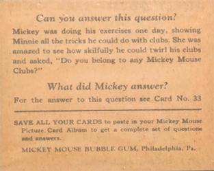 1935 Gum Inc. Mickey Mouse (R89) #32 Can Mickey Play?... Back