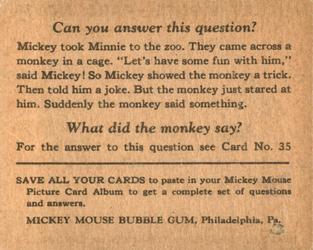 1935 Gum Inc. Mickey Mouse (R89) #34 Pluto Smells A Trap! Back