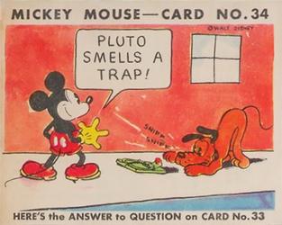 1935 Gum Inc. Mickey Mouse (R89) #34 Pluto Smells A Trap! Front
