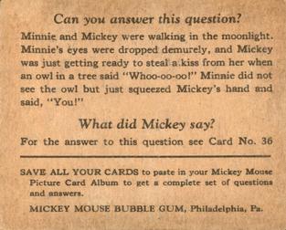 1935 Gum Inc. Mickey Mouse (R89) #35 You Can't Make A Monkey Out Of Me! Back