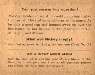 1935 Gum Inc. Mickey Mouse (R89) #53 This Is The End Of Me! Back