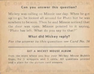 1935 Gum Inc. Mickey Mouse (R89) #55 Look, He's All Keyed Up Back