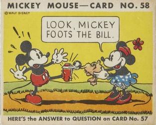 1935 Gum Inc. Mickey Mouse (R89) #58 Look, Mickey Foots The Bill Front