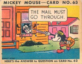1935 Gum Inc. Mickey Mouse (R89) #63 The Mail Must Go Through Front
