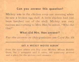 1935 Gum Inc. Mickey Mouse (R89) #68 He's Sure The Cat's Me-Ouse! Back
