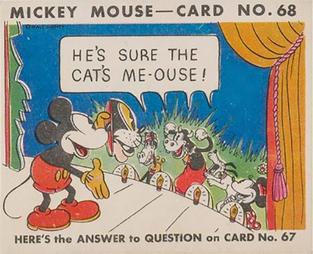 1935 Gum Inc. Mickey Mouse (R89) #68 He's Sure The Cat's Me-Ouse! Front