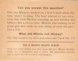 1935 Gum Inc. Mickey Mouse (R89) #71 Is That A Nickel?... Back