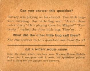 1935 Gum Inc. Mickey Mouse (R89) #75 Ah! Something's Stirring! Back