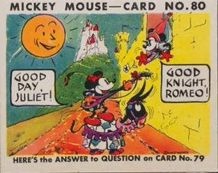 1935 Gum Inc. Mickey Mouse (R89) #80 Good Day, Juliet!... Front