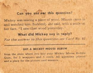 1935 Gum Inc. Mickey Mouse (R89) #84 We're The Fife And Brum Corps Back
