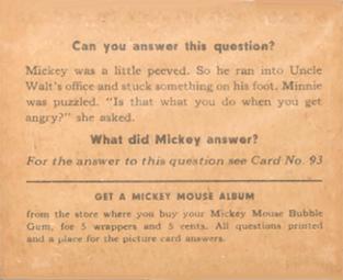 1935 Gum Inc. Mickey Mouse (R89) #92 People Like Uncle Walt... Back