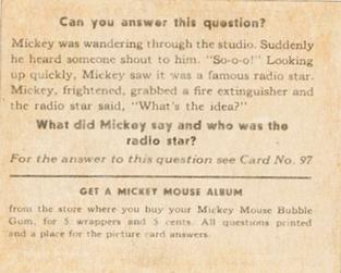 1935 Gum Inc. Mickey Mouse (R89) #96 Everything's Dark And Dreary!... Back