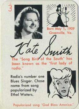 1945 Leister Autographs Card Game #3 Kate Smith Front