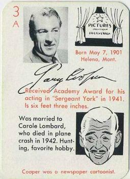 1945 Leister Autographs Card Game #3A Gary Cooper Front