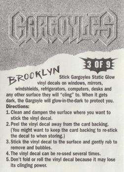 1996 Fleer/SkyBox Gargoyles Series 2 - Static Glow Decals #3 Brooklyn Back