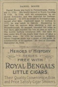 1911 American Tobacco Company Heroes of History / Men of History (T68) - Royal Bengals, Factory No. 17 #NNO Daniel Boone Back