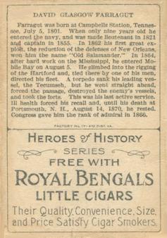 1911 American Tobacco Company Heroes of History / Men of History (T68) - Royal Bengals, Factory No. 17 #NNO Admiral Farragut Back
