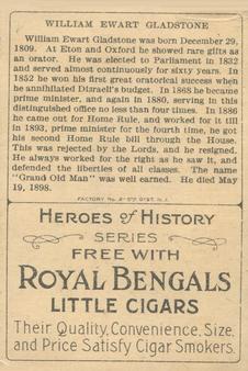 1911 American Tobacco Company Heroes of History / Men of History (T68) - Royal Bengals, Factory No. 17 #NNO William E. Gladstone Back