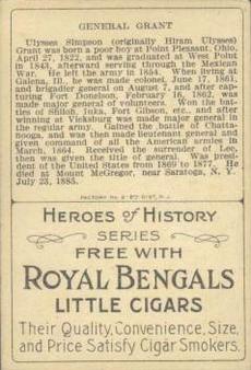 1911 American Tobacco Company Heroes of History / Men of History (T68) - Royal Bengals, Factory No. 17 #NNO Gen. U. S. Grant Back