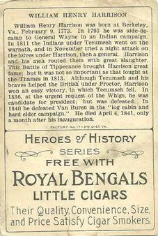 1911 American Tobacco Company Heroes of History / Men of History (T68) - Royal Bengals, Factory No. 17 #NNO W. H. Harrison Back