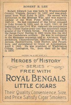 1911 American Tobacco Company Heroes of History / Men of History (T68) - Royal Bengals, Factory No. 17 #NNO Gen. Robt. E. Lee Back
