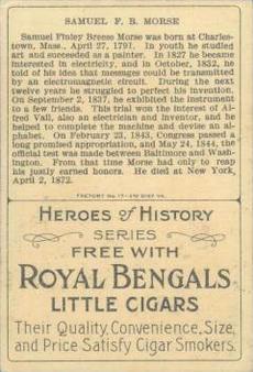 1911 American Tobacco Company Heroes of History / Men of History (T68) - Royal Bengals, Factory No. 17 #NNO Samuel F. B. Morse Back