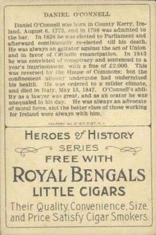1911 American Tobacco Company Heroes of History / Men of History (T68) - Royal Bengals, Factory No. 17 #NNO Daniel O'Connell Back