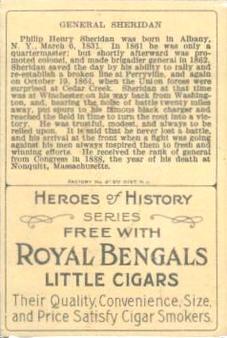 1911 American Tobacco Company Heroes of History / Men of History (T68) - Royal Bengals, Factory No. 17 #NNO Gen. Phil Sheridan Back