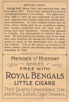 1911 American Tobacco Company Heroes of History / Men of History (T68) - Royal Bengals, Factory No. 17 #NNO Sitting Bull Back