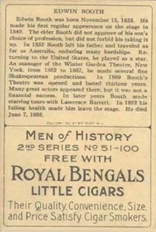1911 American Tobacco Company Heroes of History / Men of History (T68) - Royal Bengals, Factory No. 17 #NNO Edwin Booth Back