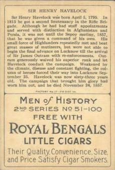 1911 American Tobacco Company Heroes of History / Men of History (T68) - Royal Bengals, Factory No. 17 #NNO General Havelock Back