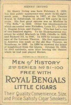 1911 American Tobacco Company Heroes of History / Men of History (T68) - Royal Bengals, Factory No. 17 #NNO Sir Henry Irving Back
