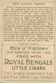 1911 American Tobacco Company Heroes of History / Men of History (T68) - Royal Bengals, Factory No. 17 #NNO Rear Admiral W.T. Sampson Back