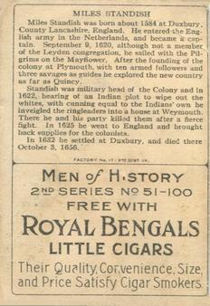 1911 American Tobacco Company Heroes of History / Men of History (T68) - Royal Bengals, Factory No. 17 #NNO Captain Myles Standish Back